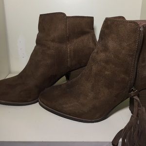 Brown Suede Ankle Heel Boots